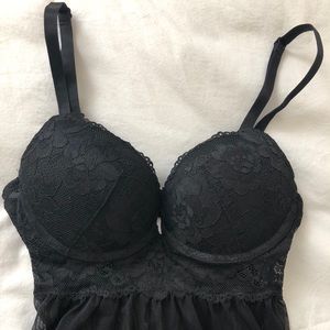 Black lace sheer push-up Teddy